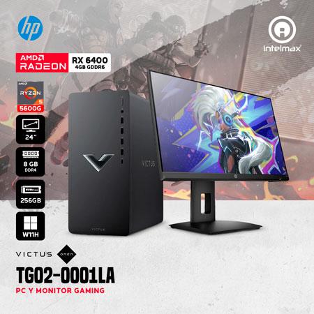 PC GAMING HP VICTUS TG02-0001LA RYZEN 5 5600G 8GB RAM 1256GB SSD RX6400 WINDOWS 11+ MONITOR OMEN 24" 809Q3LA#ABM